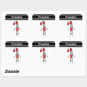 Gepersonaliseerde kerstsnoepjessticker vierkante sticker