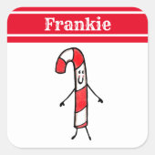 Gepersonaliseerde kerstsnoepjessticker vierkante sticker (Voorkant)