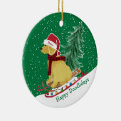 Gepersonaliseerde kerstsnuitsnede Goldendoedel Keramisch Ornament (Rechts)