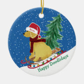 Gepersonaliseerde kerstsnuitsnede Goldendoedel Keramisch Ornament (Voorkant)