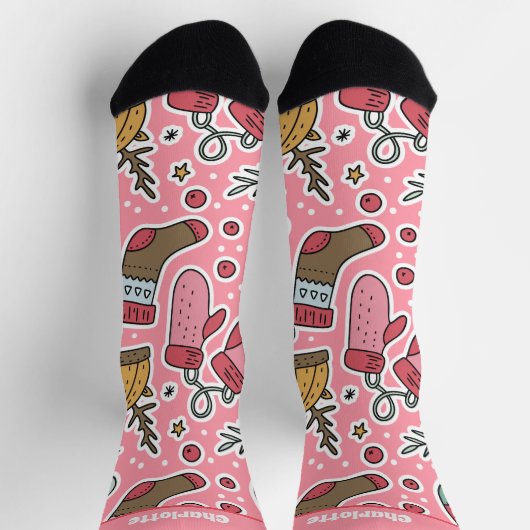 Gepersonaliseerde Kerstsok en Mitten patroon Sokken (Top)