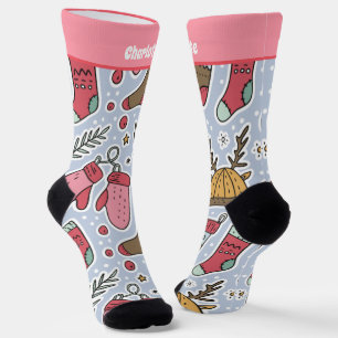 Gepersonaliseerde Kerstsok en Mitten patroon Sokken