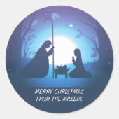 Gepersonaliseerde kerststal3 kerstmis ronde sticker (Voorkant)