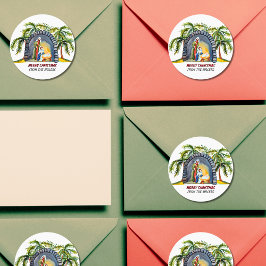 Gepersonaliseerde kerststal 2 Kerstmis Ronde Sticker