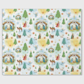 Gepersonaliseerde kerststal cadeaupapier (Vlak)