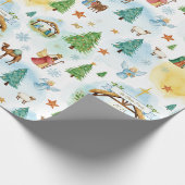 Gepersonaliseerde kerststal cadeaupapier (Hoek)