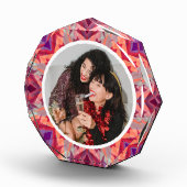 Gepersonaliseerde Kerstster Fun Jolly Red Paarse Fotoblokken (Rechts)