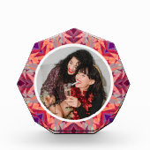 Gepersonaliseerde Kerstster Fun Jolly Red Paarse Fotoblokken (Voorkant)