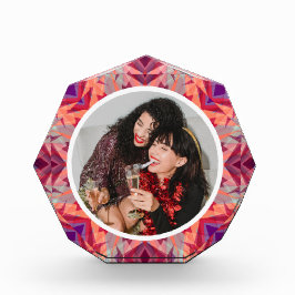 Gepersonaliseerde Kerstster Fun Jolly Red Paarse Fotoblokken