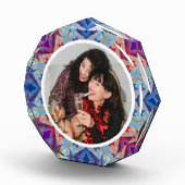 Gepersonaliseerde kerstster Jolly Blue Red Paarse Fotoblokken (Rechts)