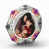 Gepersonaliseerde kerstster Jolly Grey Red Paarse Fotoblokken (Links)