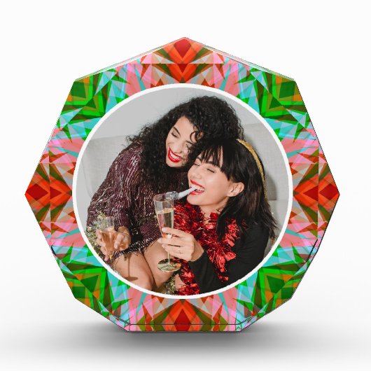 Gepersonaliseerde Kerstster Jolly Red Merry Green Fotoblokken (Voorkant)