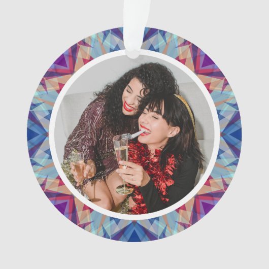 Gepersonaliseerde Kerstster Leuke Blauwe Paarse Fo Ornament (voorkant)