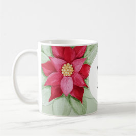 Gepersonaliseerde Kerstster Poinsettia Waterverf Koffiemok