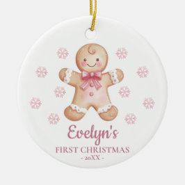 Gepersonaliseerde kerststolp eerste kerst meisje keramisch ornament