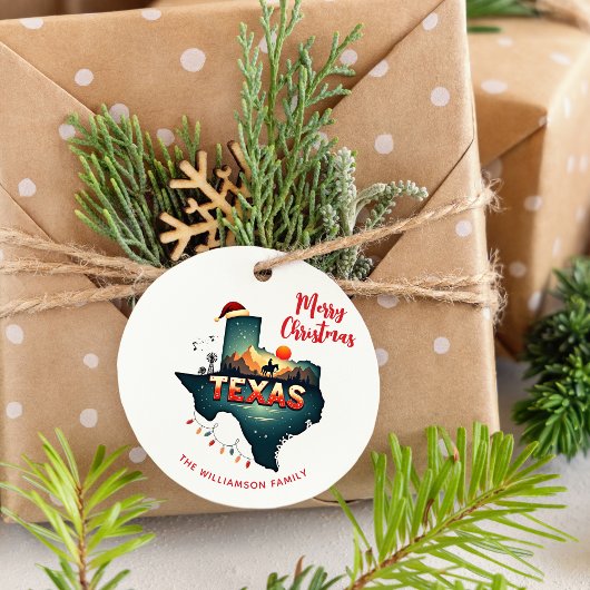 Gepersonaliseerde kerstvakantie in de staat Texas Bedankjes Labels