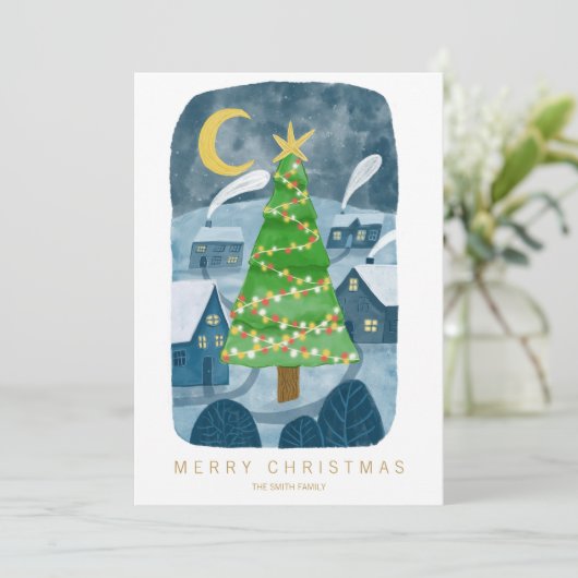 Gepersonaliseerde kerstvakantie Kaart (Staand voorkant)