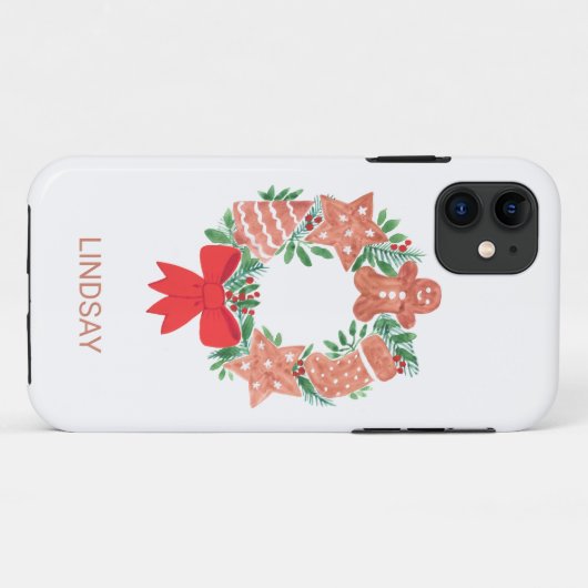Gepersonaliseerde kerstvakantie krans Case-Mate iPhone case (Achterkant (horizontaal))