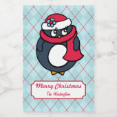 Gepersonaliseerde Kerstvakantie Pinguïn Labels Voedselcontainer Etiket (Enkel label)