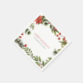 Gepersonaliseerde kerstvakantie-Waterverf Berries Servet (Hoek)