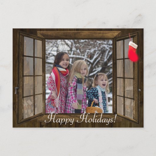 Gepersonaliseerde kerstvensterfotokaart feestdagenkaart (Voorkant)