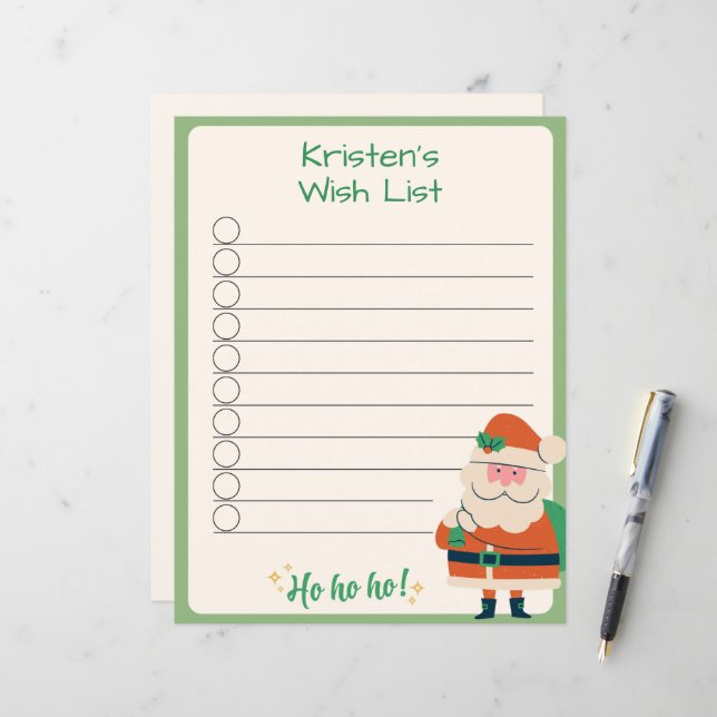 Gepersonaliseerde kerstverlanglijst met vinkjes (Voorkant / Achterkant in situ)