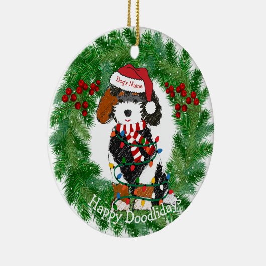 Gepersonaliseerde kerstverlichting Bernedole Keramisch Ornament (Rechts)