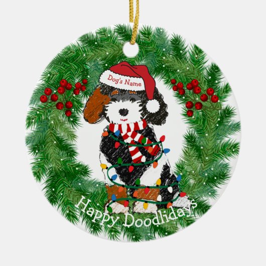 Gepersonaliseerde kerstverlichting Bernedole Keramisch Ornament (Voorkant)