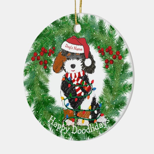 Gepersonaliseerde kerstverlichting Bernedole Keramisch Ornament (Links)