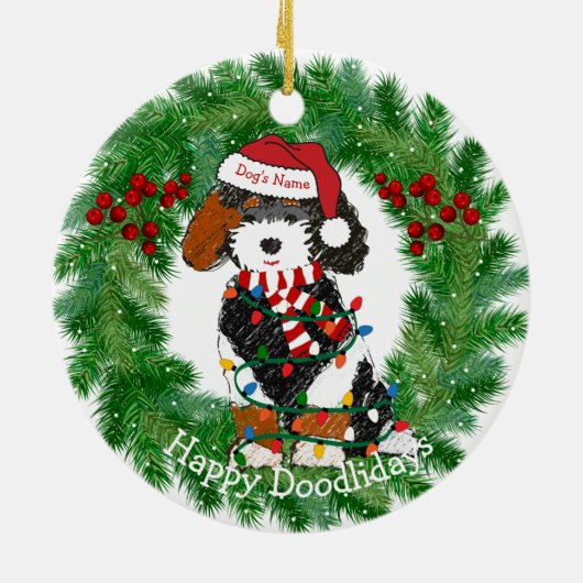 Gepersonaliseerde kerstverlichting Bernedole Keramisch Ornament (Achterkant)