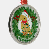 Gepersonaliseerde kerstverlichting Goldendoedle Metalen Ornament (Rechts)