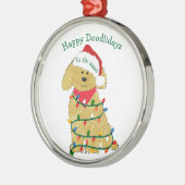 Gepersonaliseerde kerstverlichting Goldendoedle Metalen Ornament (Links)