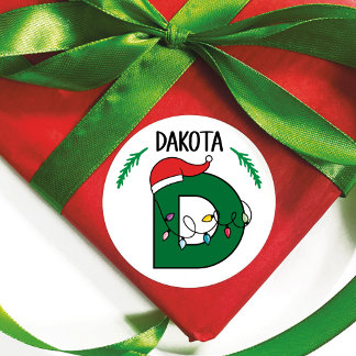 Gepersonaliseerde kerstverlichting Initiaal Sticke Ronde Sticker