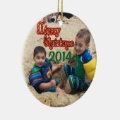 Gepersonaliseerde kerstversiering 2014 keramisch ornament (Rechts)