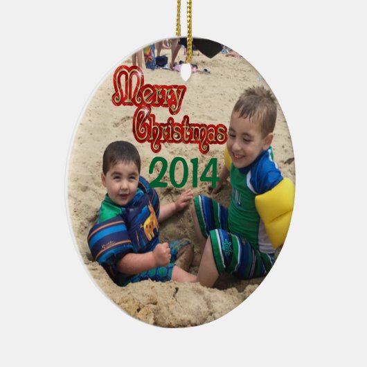 Gepersonaliseerde kerstversiering 2014 keramisch ornament (Rechts)