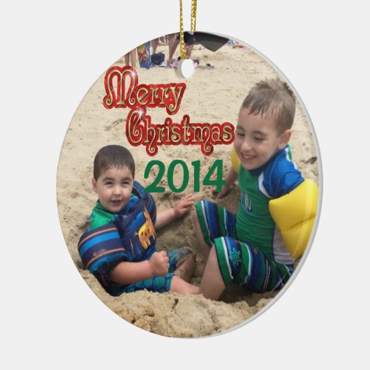 Gepersonaliseerde kerstversiering 2014 keramisch ornament (Links)