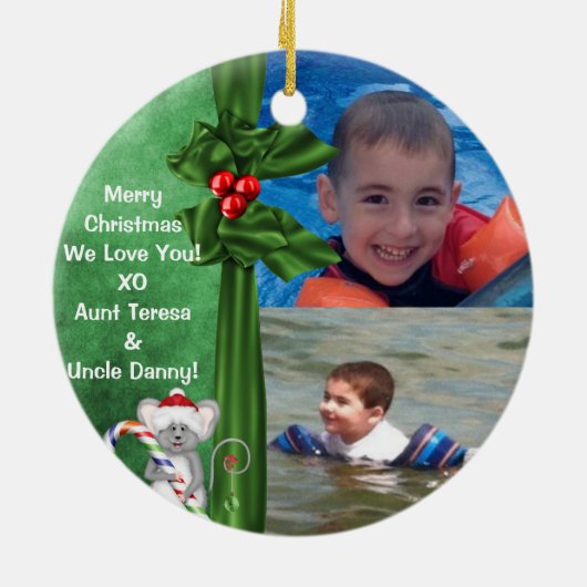 Gepersonaliseerde kerstversiering 2014 keramisch ornament (Achterkant)