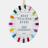 Gepersonaliseerde kerstversiering beste leraar keramisch ornament (Rechts)