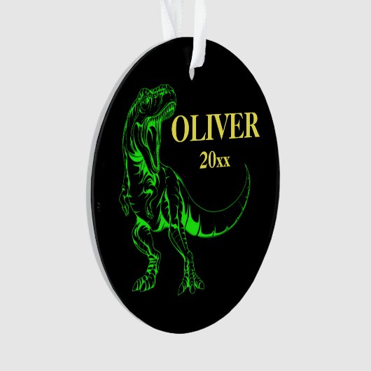 Gepersonaliseerde kerstversiering Dinosaur T-rex Ornament (voorkant)