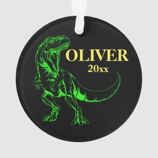 Gepersonaliseerde kerstversiering Dinosaur T-rex Ornament (achterkant)