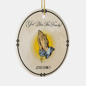 Gepersonaliseerde kerstversiering - "God zegene mi Keramisch Ornament (Rechts)