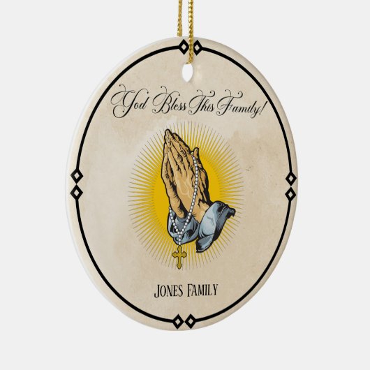 Gepersonaliseerde kerstversiering - "God zegene mi Keramisch Ornament (Rechts)