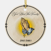 Gepersonaliseerde kerstversiering - "God zegene mi Keramisch Ornament (Voorkant)