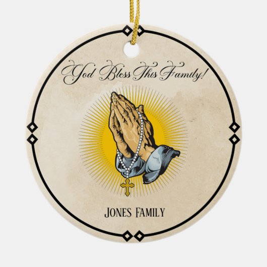 Gepersonaliseerde kerstversiering - "God zegene mi Keramisch Ornament (Voorkant)