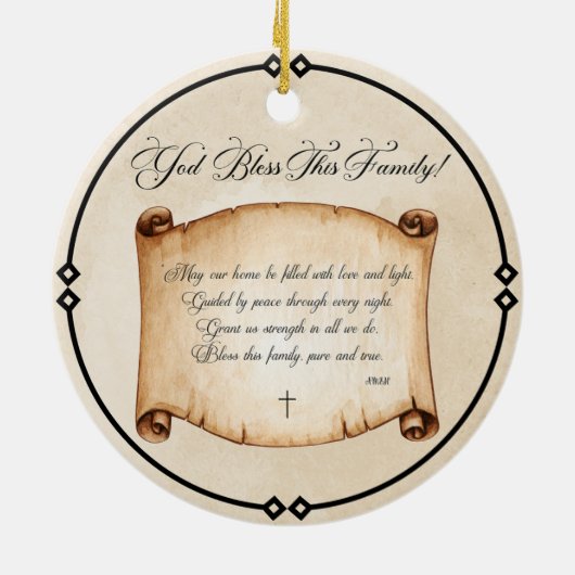 Gepersonaliseerde kerstversiering - "God zegene mi Keramisch Ornament (Achterkant)
