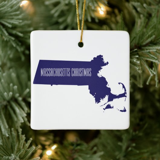 Gepersonaliseerde kerstversiering in Massachusetts Keramisch Ornament (Boom)