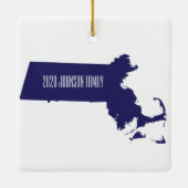 Gepersonaliseerde kerstversiering in Massachusetts Keramisch Ornament (Achterkant)