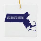 Gepersonaliseerde kerstversiering in Massachusetts Keramisch Ornament (Voorkant)