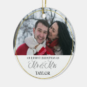 Gepersonaliseerde kerstversiering met eerste huwel keramisch ornament (Links)