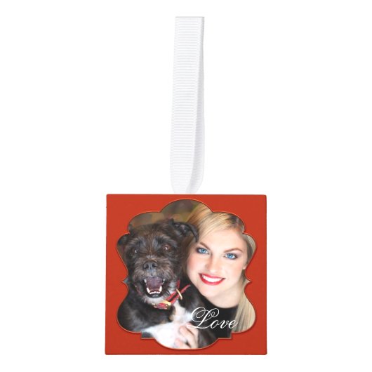 Gepersonaliseerde kerstversiering met foto's kubus ornament (Voorkant)